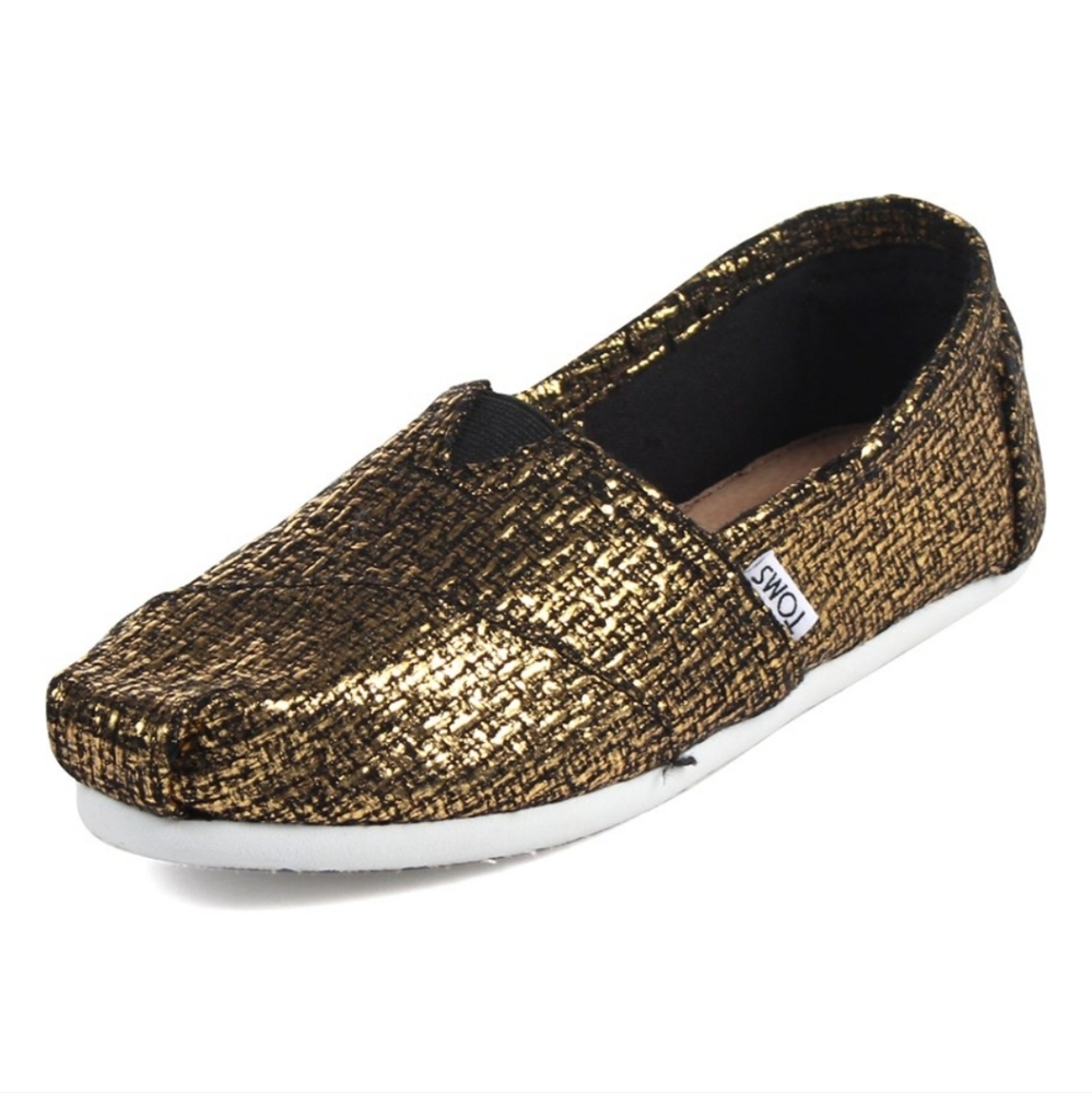 TOMS for Women: Classic Bronze/Gold Glitter Slip on Shoe sz 6